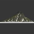 3D Garden Landscape Model Showcasing Mountain Terrain Green Vegetation And Snowy Ridges