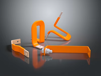 Orange Electrical Components On Reflective Surface 3d model