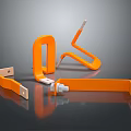 Orange Electrical Components On Reflective Surface 3d model