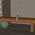 Modern Sofa Bench With Floor Lamp Green Plant And Decorative Ball In Living Room