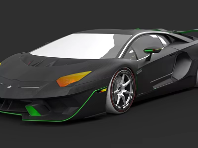 Black Supercar With Green Accents Carbon Fiber Body Streamlined Design And Alloy Wheels 3d model