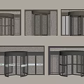 Modern Revolving Doors Design With Glass Panels And Metal Frames In Gold And Black