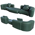 Modern Green Sectional Sofa With Plush Pillows And Modular Design 3d model