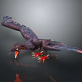 Fantasy Eagle Spreading Wings Flying With Red Claws Open Beak And Fiery Glowing Effects