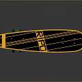 Black And Yellow Striped Skateboard With Green Wheels And ZED Logo