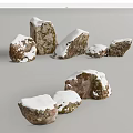 Natural Snow Covered Stones And Wood Elements With Textured Surfaces 3d model