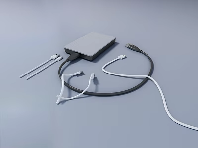 Modern hard disk digital mobile hard disk data cable version 3d model