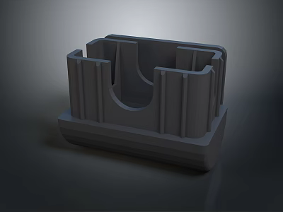 Practical Gray Silicone Household Organizer With Square Base And Grooved Compartments 3d model