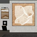 Abstract Wall Art With Modern Interior And Black Side Table Decor 3d model
