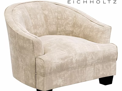 Eichholtz Beige Velvet Leisure Chair With Curved Back Armrests And Black Legs 3d model