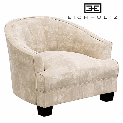 Eichholtz Beige Velvet Leisure Chair With Curved Back Armrests And Black Legs 3d model