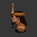 Egyptian Style 3D Game Movie Character With Golden Headdress Red Gemstone And Long Hair