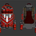 Red Mechanical Backpacks With Sci Fi Style Metallic Texture And White Patterns 3d model