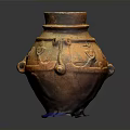 Ancient Terracotta Vase With Intricate Sculptural Carvings And Ornate Designs