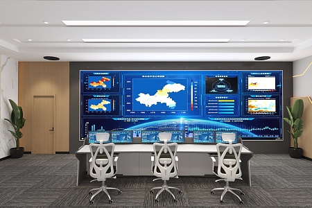 Control Room of Dispatching Center of Command Center 3d model