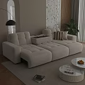 Cozy Beige L Shaped Sofa and Coffee Table Set with Tray Decor in Living Room