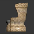 Modern Woven Leisure Chair With Gray Cushion And Curved Back Design For Comfortable Seating