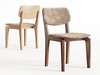 Modern Upholstered Dining Chairs With Light And Dark Wooden Frames And Comfortable Seats 3d model