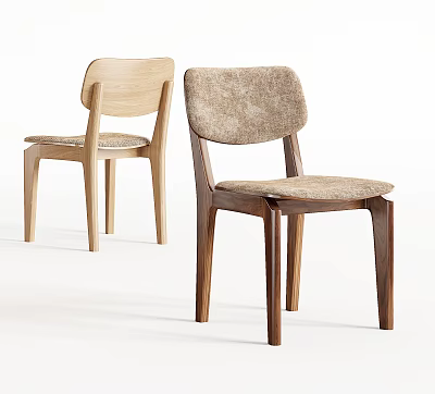 Modern Upholstered Dining Chairs With Light And Dark Wooden Frames And Comfortable Seats 3d model