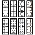 Swing Doors Featuring Various Decorative Patterns Glass Panels And Black Frames 3d model