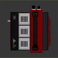 Red First Aid Kit Featuring White Cross Black Border And Portable Carry Handle