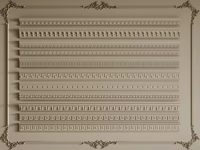 Various Decorative Gypsum Molding Patterns For Wall And Ceiling Decoration 3d model