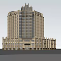 Modern Office Building Complex Featuring High Rise Tower And Multi Story Structure With Glass Facade 3d model