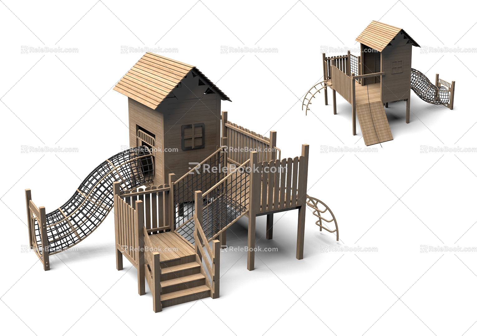 Wooden Climbing Tree House Paradise Platform Expansion Sightseeing Tower Sightseeing Deck Customized Paradise Amusement Park Amusement Park Children's Paradise Amusement Skit Slide Set 3d model