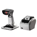 Cash register, code scanning gun, receipt machine 3d model