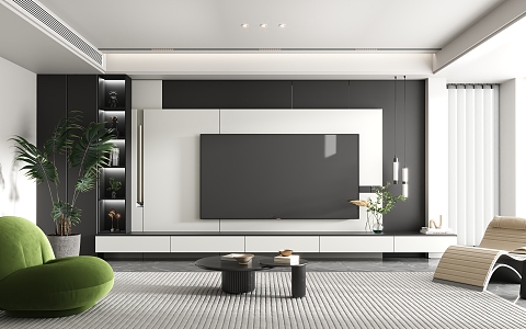 Modern TV background wall 3d model