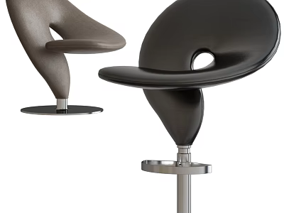 Modern Gray and Black Bar Stools With Curved Seat And Metal Base 3d model