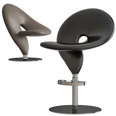 Modern Gray and Black Bar Stools With Curved Seat And Metal Base 3d model