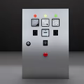 Industrial Electrical Control Panel with Colored Indicator Lights Meters Switches and Emergency Button
