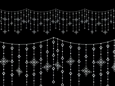 Hanging Decorative Lights with Stars Tassels Diamonds and Snowflakes Design 3d model