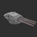 Military Weapon Turret 3D Model With Multiple Barrels And Mechanical Structure 3d model