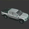 Silver Modern Double Cab Pickup Truck With Black Bed Cover Sleek Exterior Design