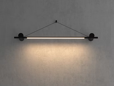 Modern Wall Mounted Decorative Light With Slim Tube Black Design And Gray Wall Illumination 3d model