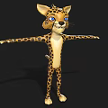 Cartoon Cheetah 3D Model Standing With Outstretched Arms Yellow Body Black Spots Blue Eyes