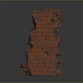 Red Brick Broken Wall Structure With Irregular Shape And Rough Texture 3d model