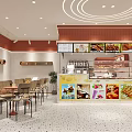 Milk Tea Shop Interior Featuring Red Counter Bear Decoration Round Tables And Light Colored Chairs