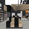 Supermarket Grocery Store Interior With Shelves Beverages Alcohol Bottles And Patterned Floor