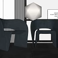 Two Modern Leisure Chairs With Curved Dark Sleek Design In Interior