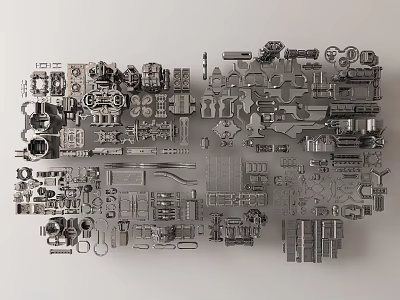 Assorted Hardware Tools Collection With Nuts Bolts Screws And Metal Components 3d model