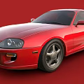 Red Toyota Supra Sports Car With Sleek Design And Classic Two Door Body