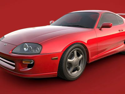 Red Toyota Supra Sports Car With Sleek Design And Classic Two Door Body 3d model