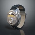Vintage Leather Strap Watch With Silver Dial And Yellow Mechanical Accents