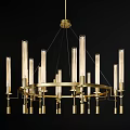 Contemporary Brass Chandelier With Modern Metallic Frame And Geometric Decorative Elements