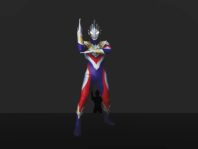 Ultraman Game Character In Sci Fi Armor With Human Figure And Battle Stance 3d model