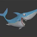 Shark Themed Children Chair With Blue And White Cartoon Design For Kids Room