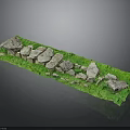 Natural Stone Landscape Decoration With Green Mossy Surface And Irregular Stone Arrangement